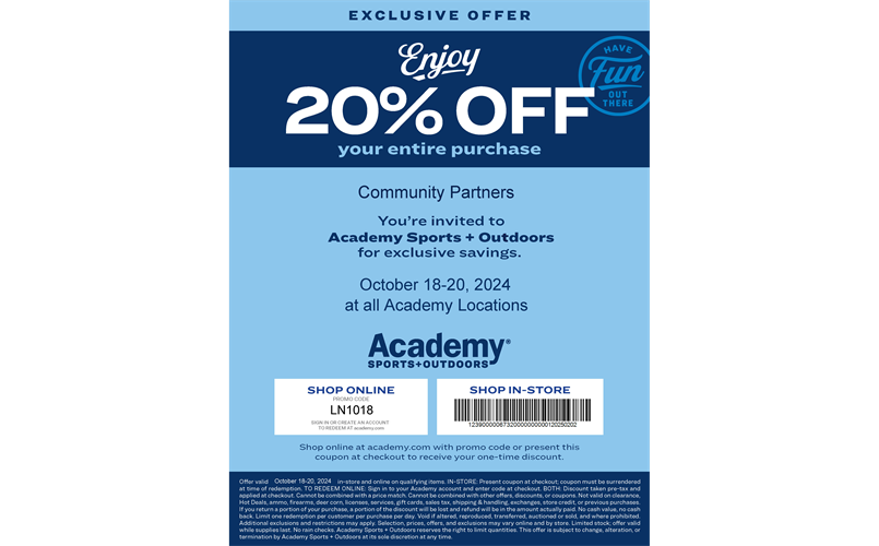 Academy Shop Weekend Extended (10/18 - 10/20)