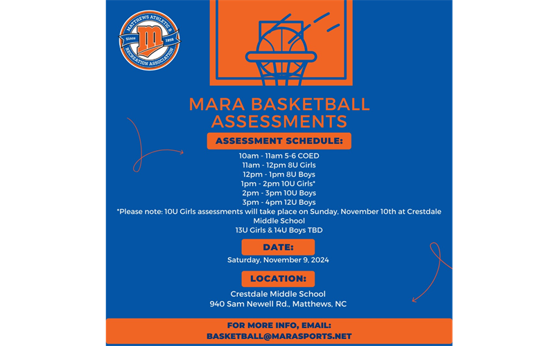 MARA Basketball Assessment Schedule