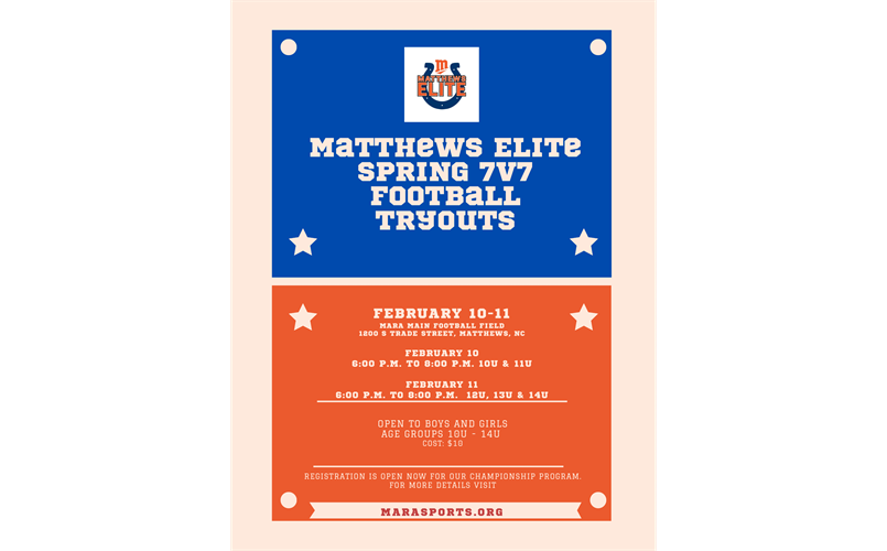 Matthews Elite Spring 7v7 Football Tryouts!